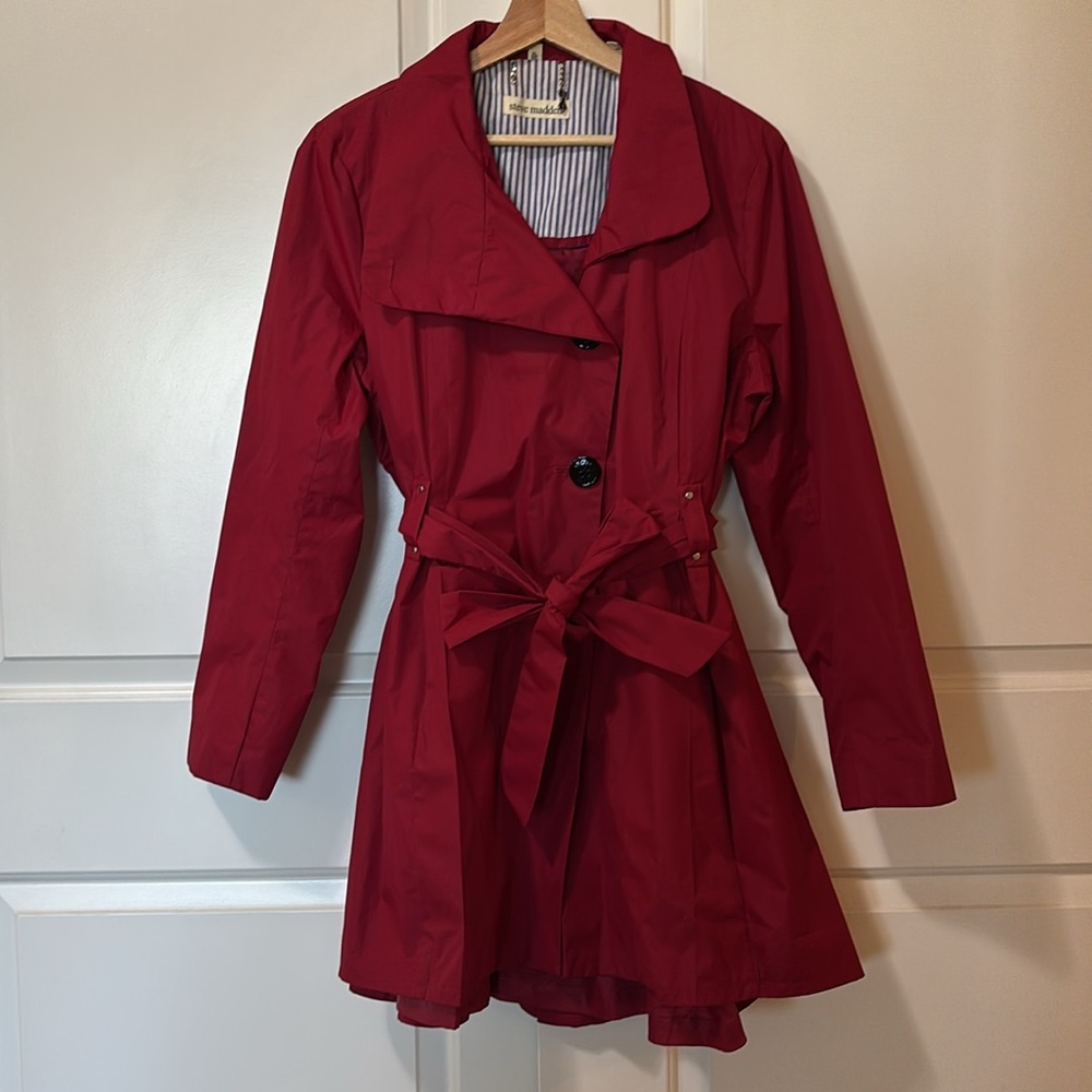 Steve Madden Wine Red Trench Coat Size XL